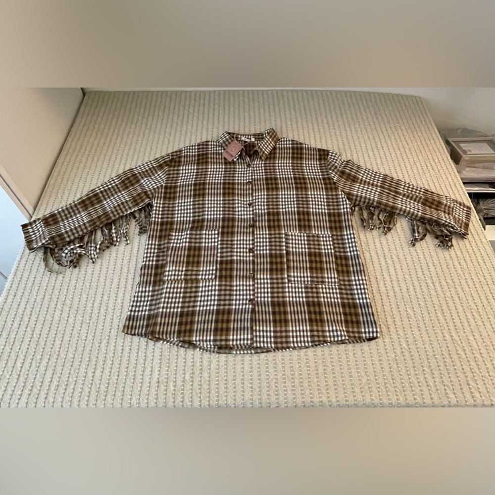 NEW - Grace & Emma Long Sleeve Plaid with Fringe - Western - Size: 3XL